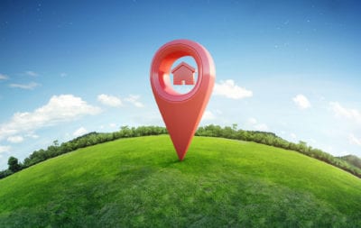 Location Pin on Earth In Green Grass