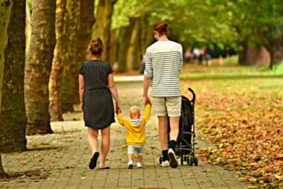 A family having a walk in a park