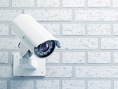 surveillance camera on wall